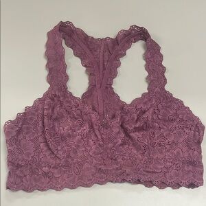 Felina Mauve Lace Bralette racer back style size large / preowned